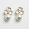 Floral Pearl Drop Earrings | Korean Designer Jewellery