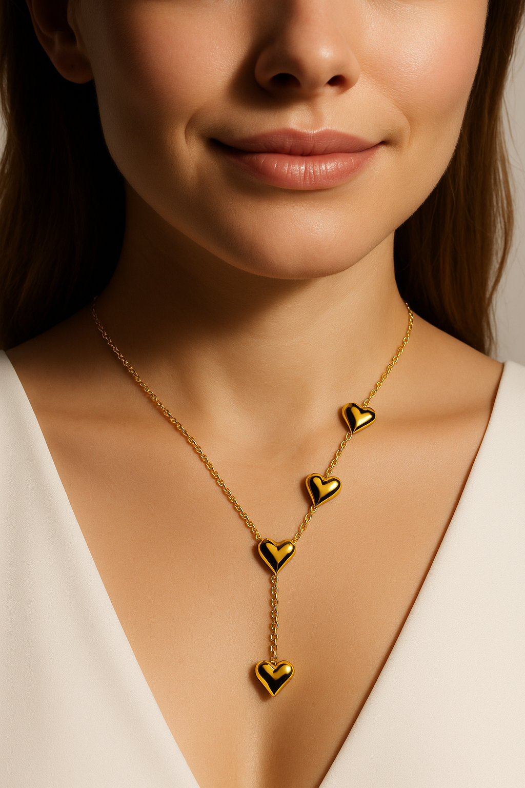 Gold Heart Drop Necklace | Anti Tarnish | Stainless Steel