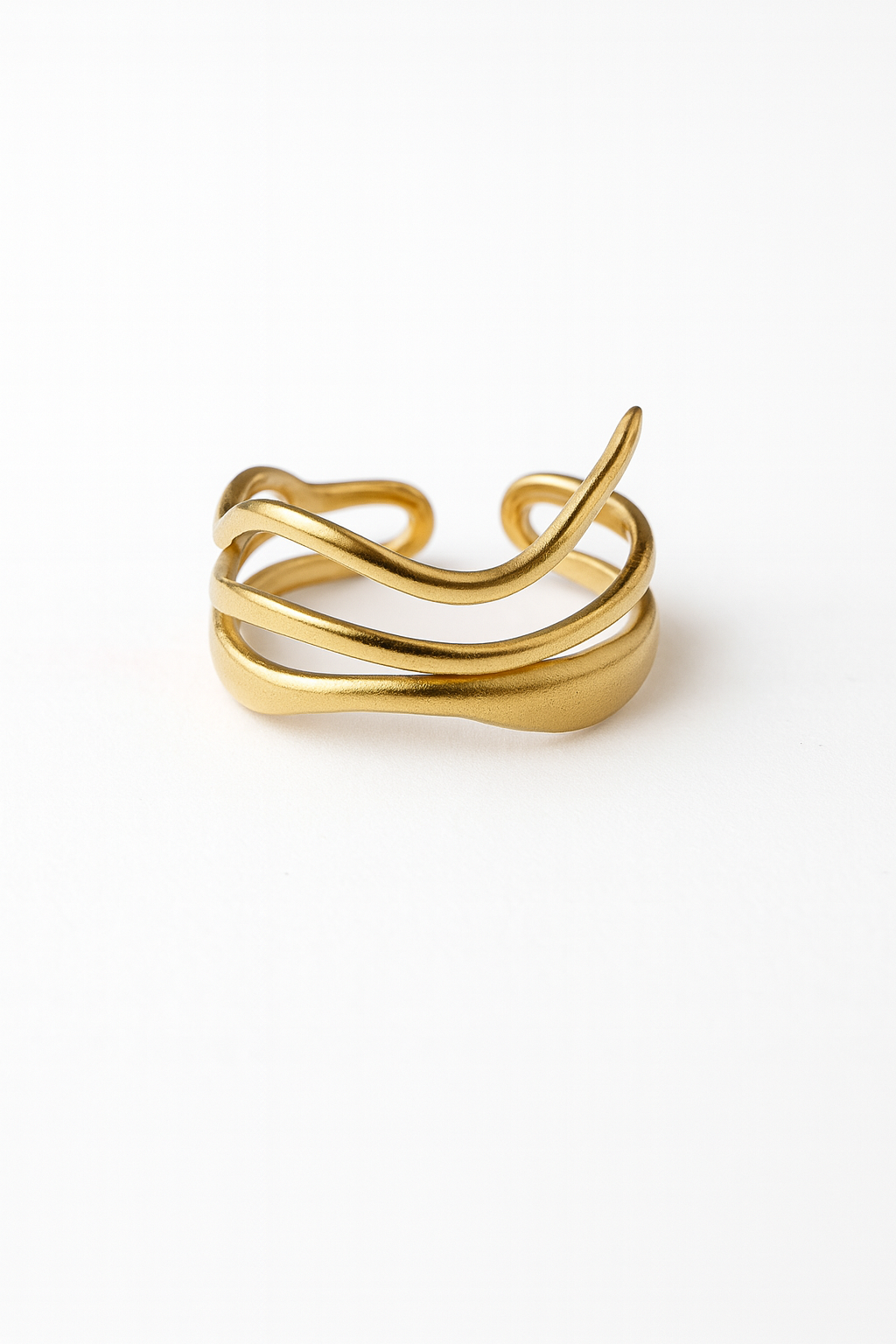 Wavy Open Adjustable Gold Ring for Women | Anti Tarnish | Stainless Steel
