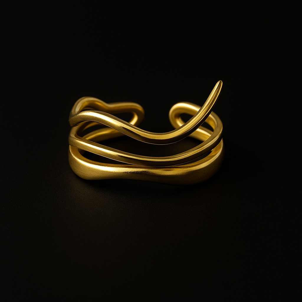 Wavy Open Adjustable Gold Ring for Women | Anti Tarnish | Stainless Steel