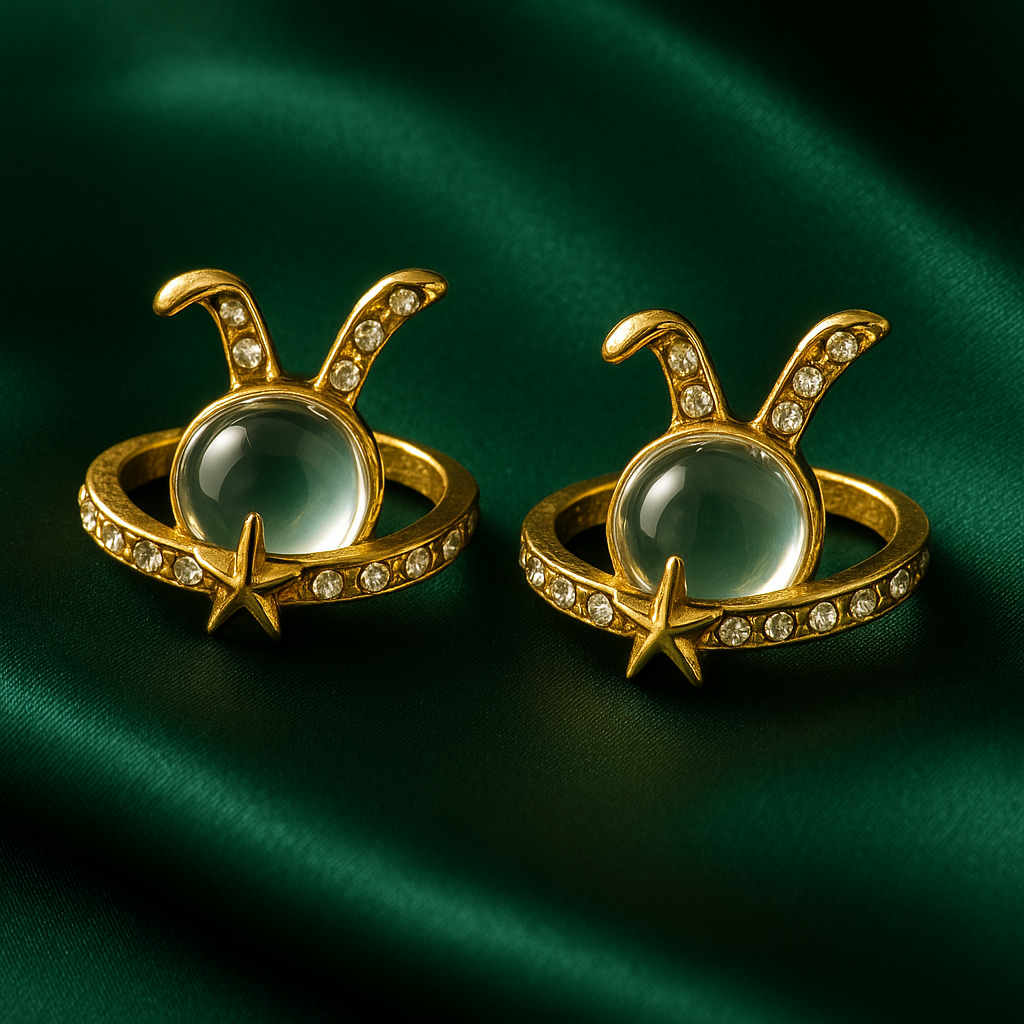 Galaxy Bunny Crystal Stud Earrings | Korean Designer Jewellery