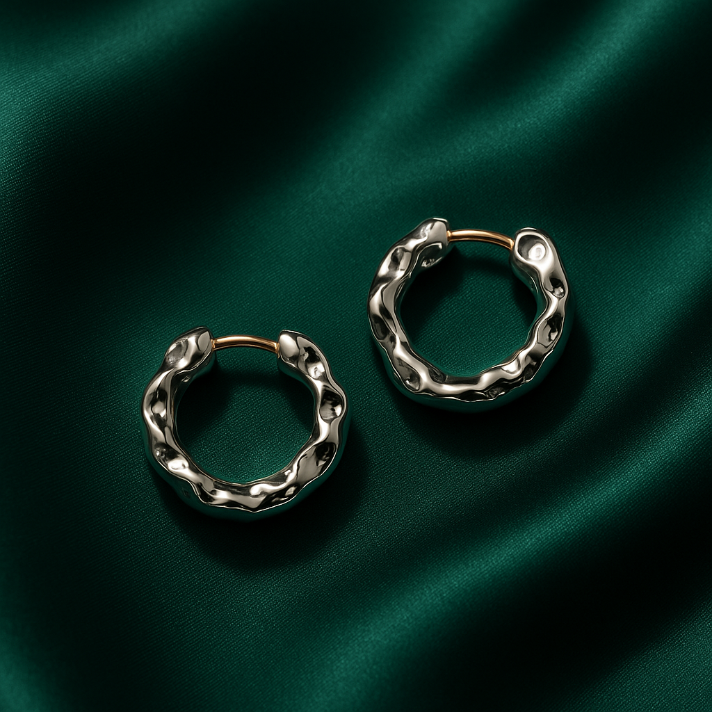 Silver Textured Hoop Earrings | Korean Designer Jewellery