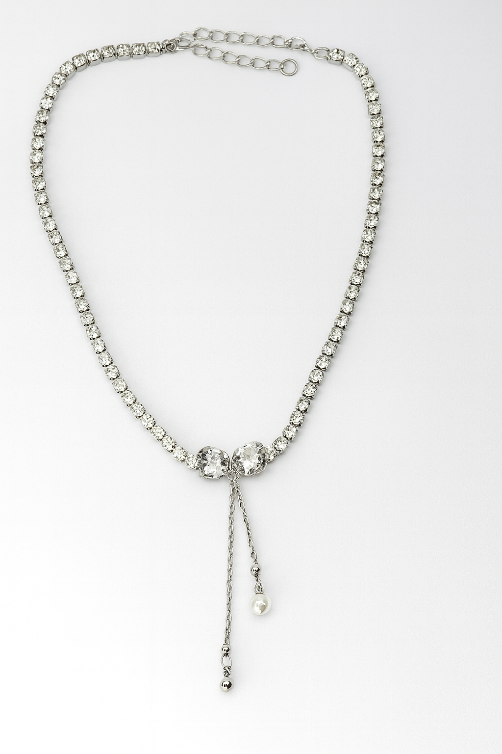 Crystal Choker Necklace with Pearl Drop | Korean Designer Jewellery