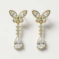 Crystal Butterfly Drop Earrings | Korean Designer Jewellery