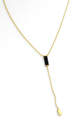 Elegant Gold Chain Necklace with Black Bar Pendant | Anti Tarnish | Stainless Steel