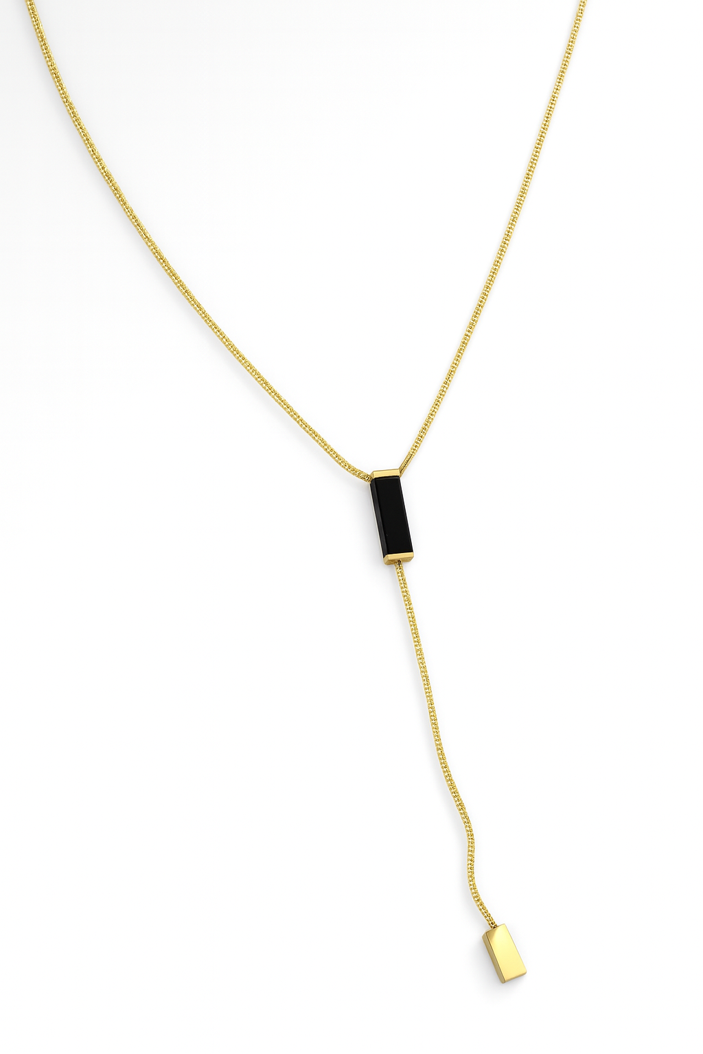 Elegant Gold Chain Necklace with Black Bar Pendant | Anti Tarnish | Stainless Steel