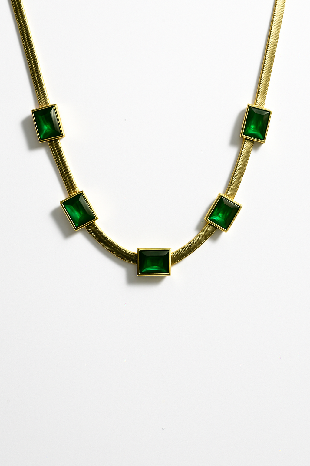 Elegant Emerald Green Geometric Necklace for Women | Anti Tarnish | Stainless Steel