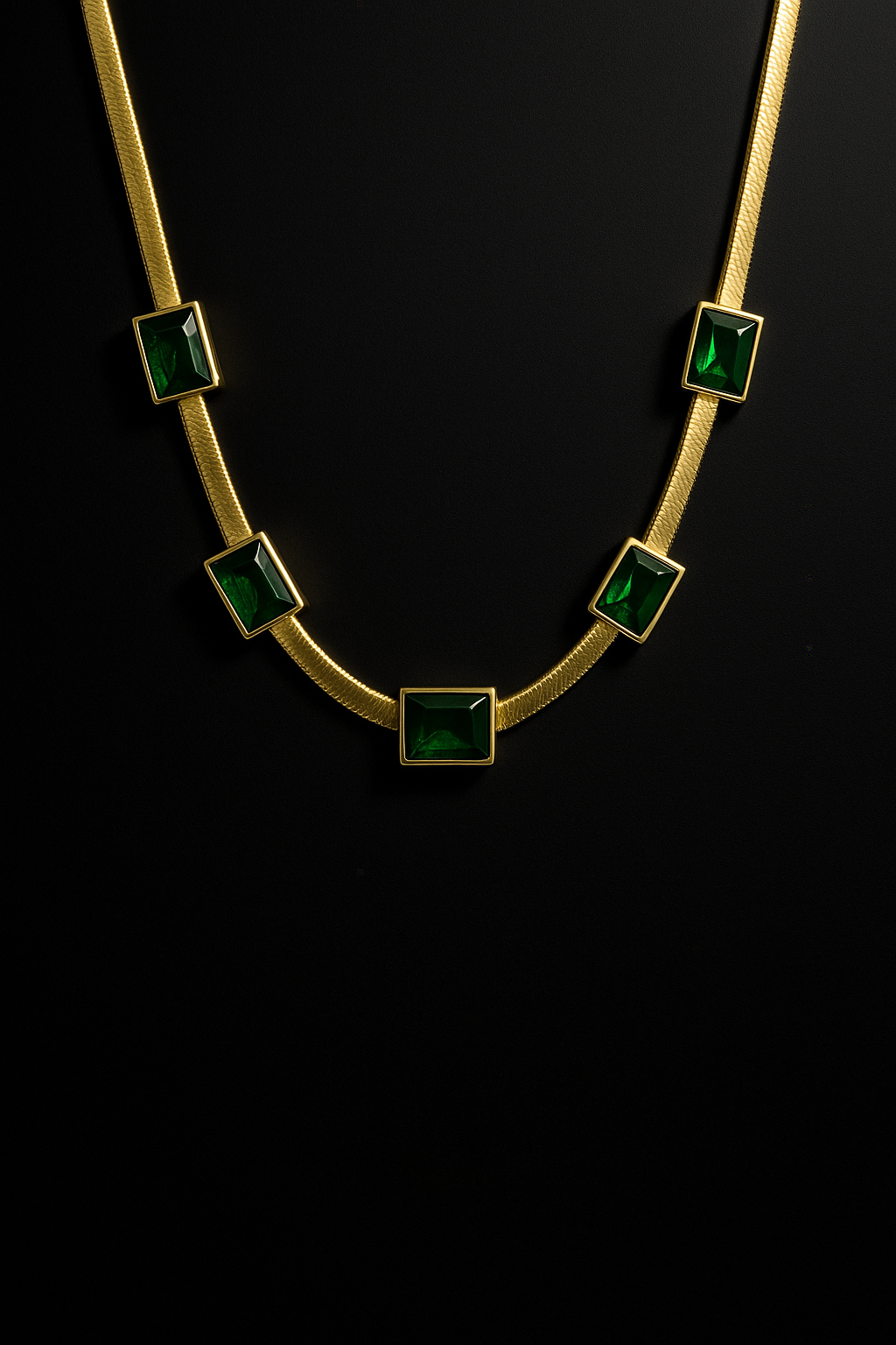 Elegant Emerald Green Geometric Necklace for Women | Anti Tarnish | Stainless Steel