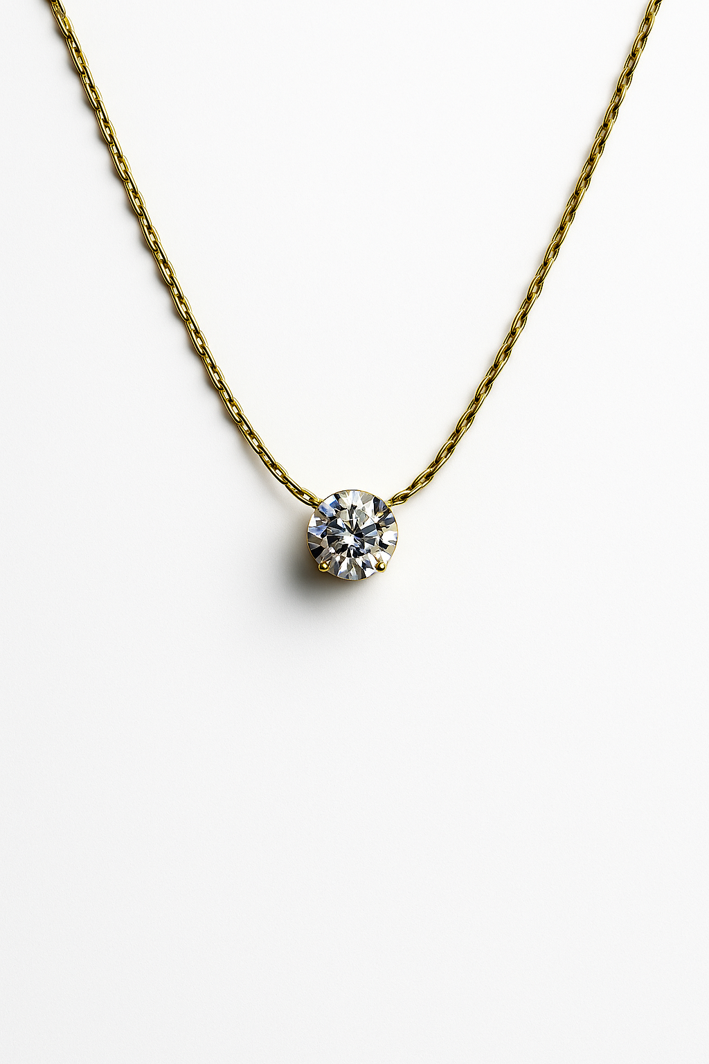 Elegant Solitaire Crystal Pendant Necklace in Gold Finish | Anti Tarnish | Stainless Steel
