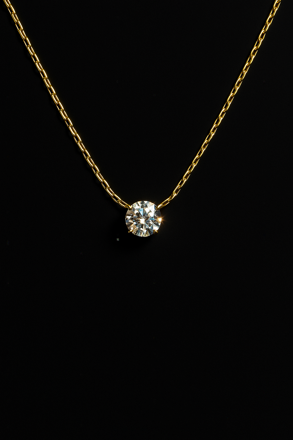 Elegant Solitaire Crystal Pendant Necklace in Gold Finish | Anti Tarnish | Stainless Steel