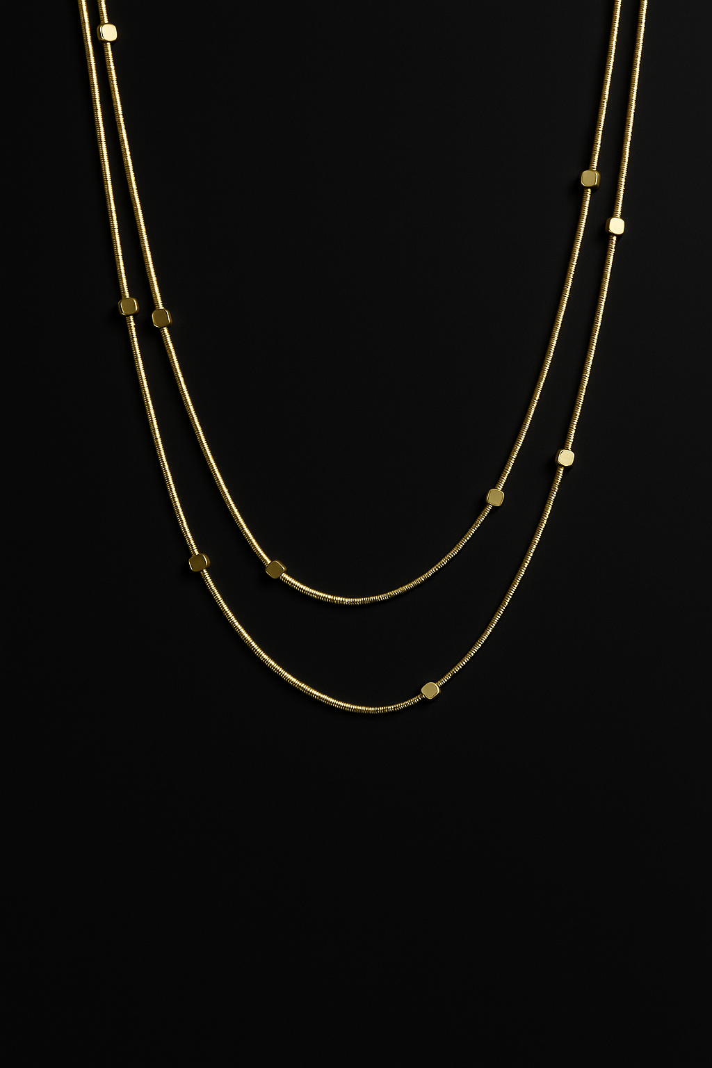 Elegant Layered Bead Station Necklace | Anti Tarnish | Stainless Steel