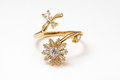 Butterfly & Sunburst Rotating Crystal Ring for Women | Elegant Designer Ring