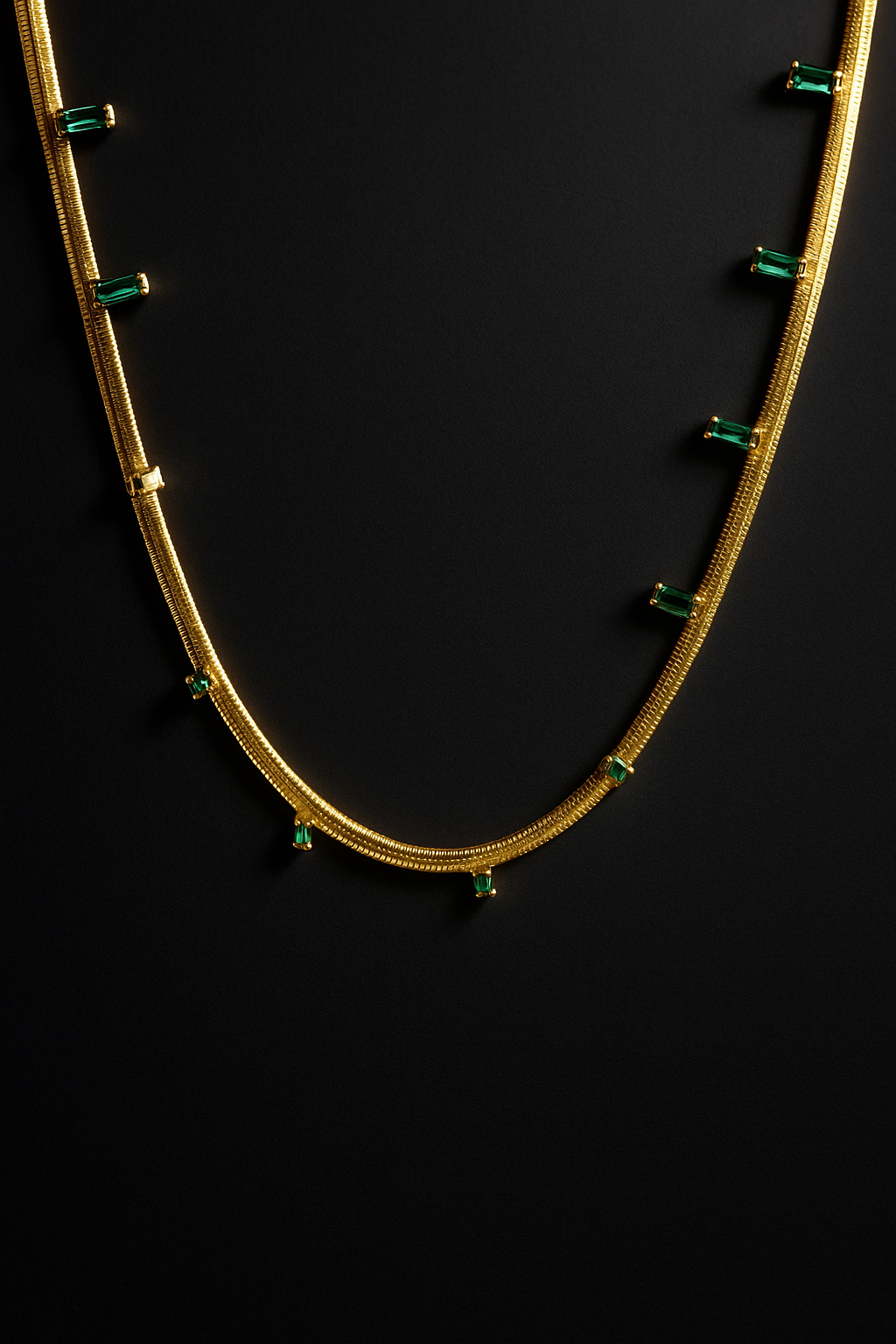 Emerald Accent Gold-Tone Necklace | Anti Tarnish | Stainless Steel