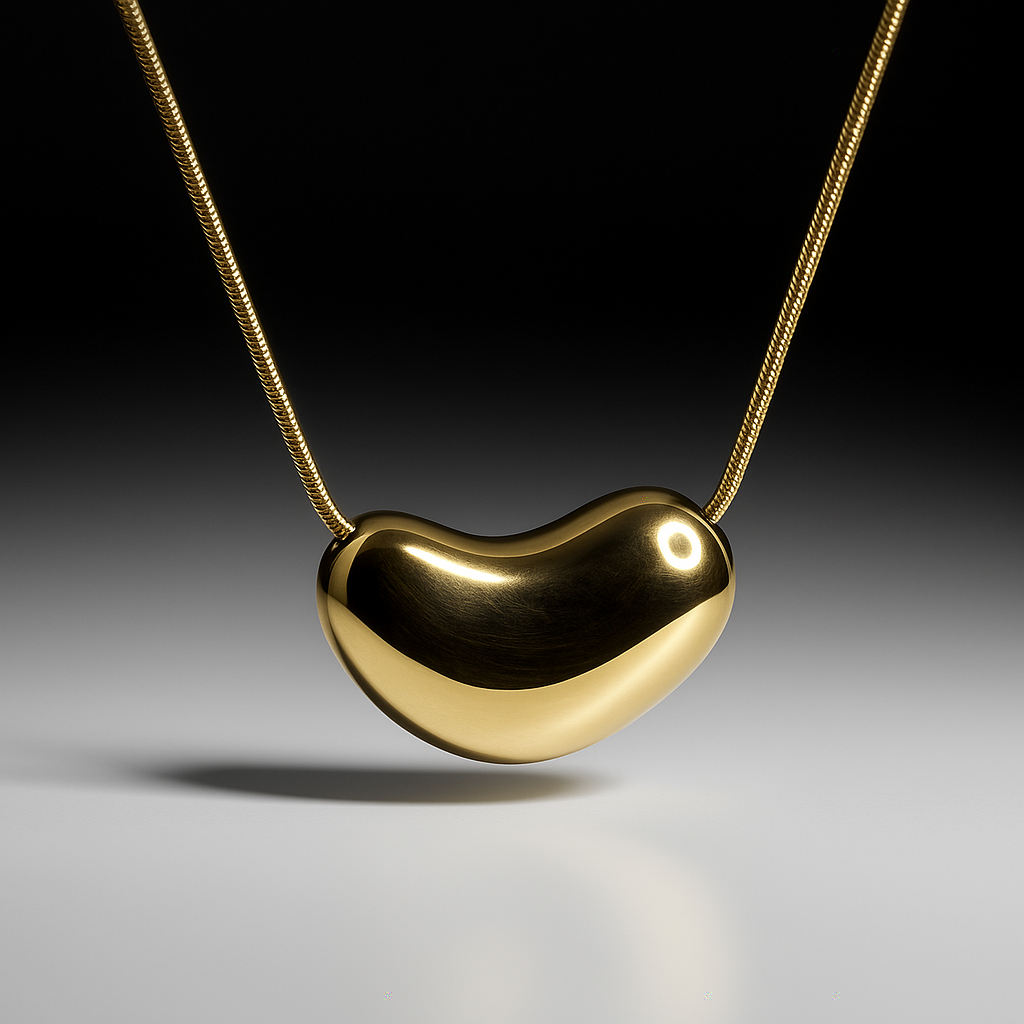Golden Bean Pendant Necklace | Anti Tarnish | Stainless Steel