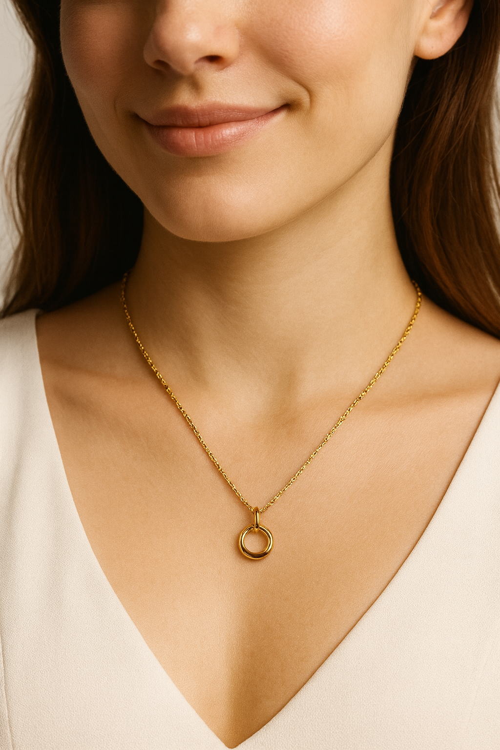 Golden Interlocking Rings Pendant Necklace | Anti Tarnish | Stainless Steel