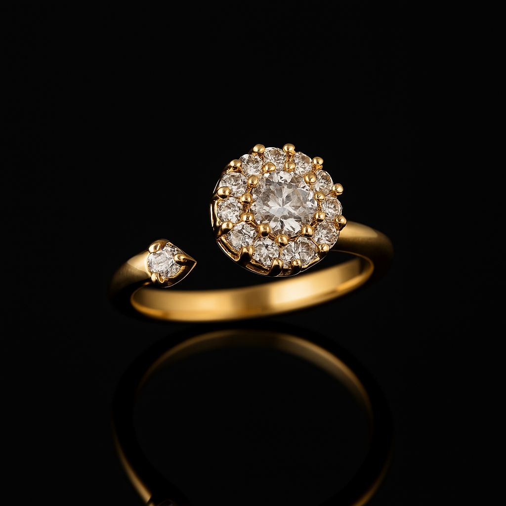 Rotating Crystal Halo Ring for Women | Elegant Designer Ring