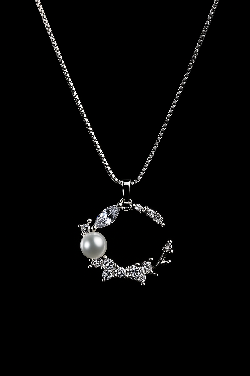 Pearl & Crystal Wreath Pendant Necklace | Korean Designer Jewellery