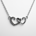 Interlocked Double Heart Pendant Necklace | Korean Designer Jewellery