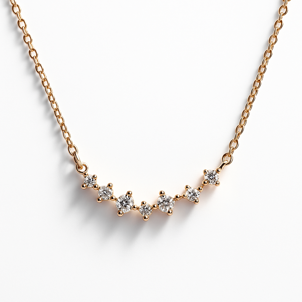 Delicate Rosegold Crystal Floral Necklace | Korean Designer Jewellery