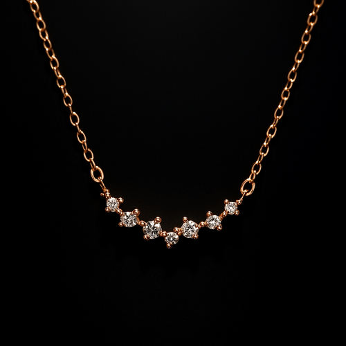 Delicate Rosegold Crystal Floral Necklace | Korean Designer Jewellery