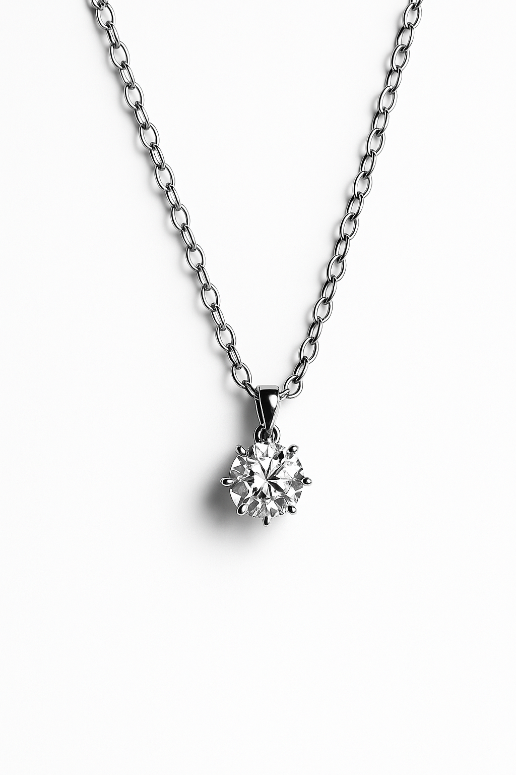 Classic Solitaire Crystal Pendant Necklace | Korean Designer Jewellery