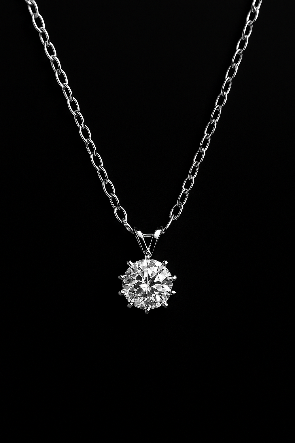 Classic Solitaire Crystal Pendant Necklace | Korean Designer Jewellery