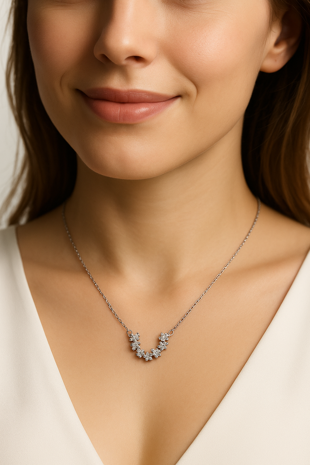 Sparkling Crescent Crystal Necklace | Korean Designer Jewellery