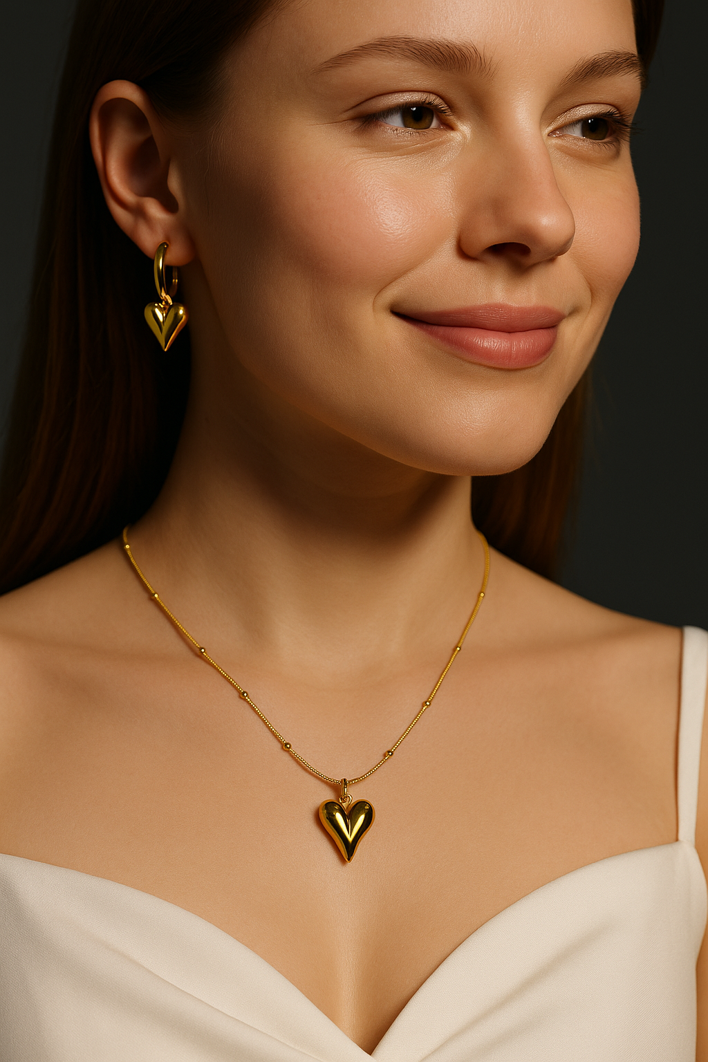 Golden Heart Pendant Necklace | Anti Tarnish | Stainless Steel