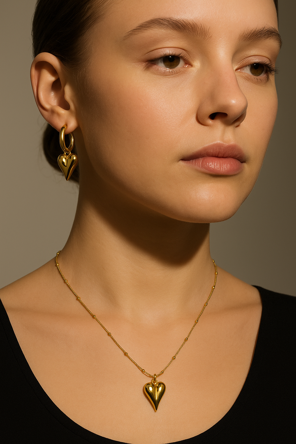 Golden Heart Pendant Necklace | Anti Tarnish | Stainless Steel