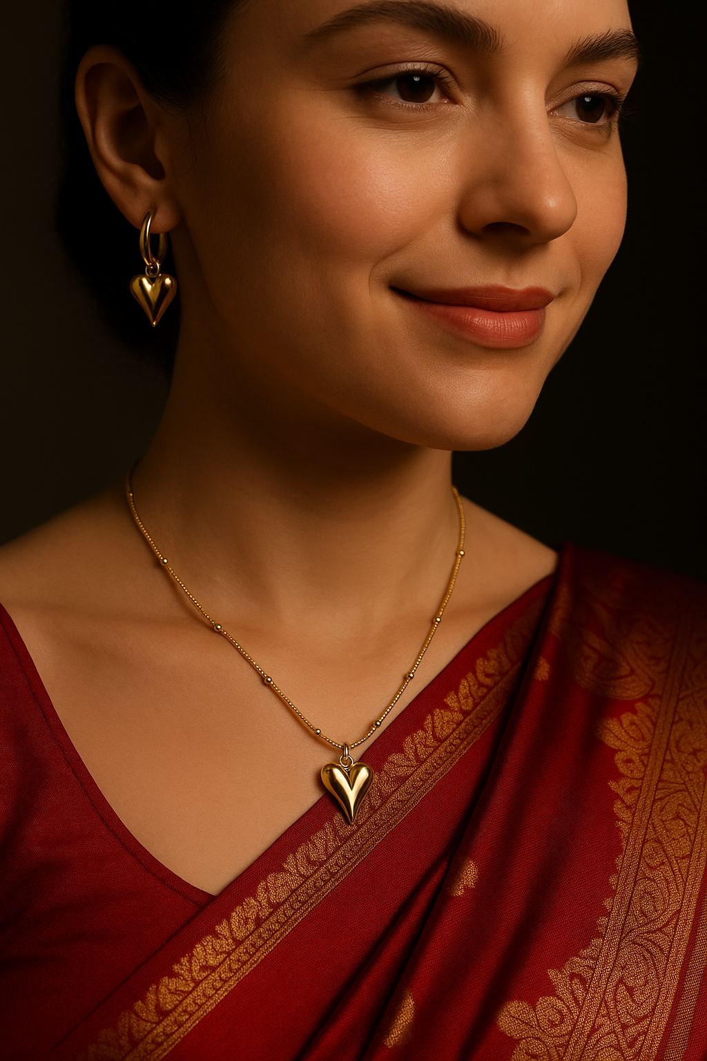 Golden Heart Pendant Necklace | Anti Tarnish | Stainless Steel