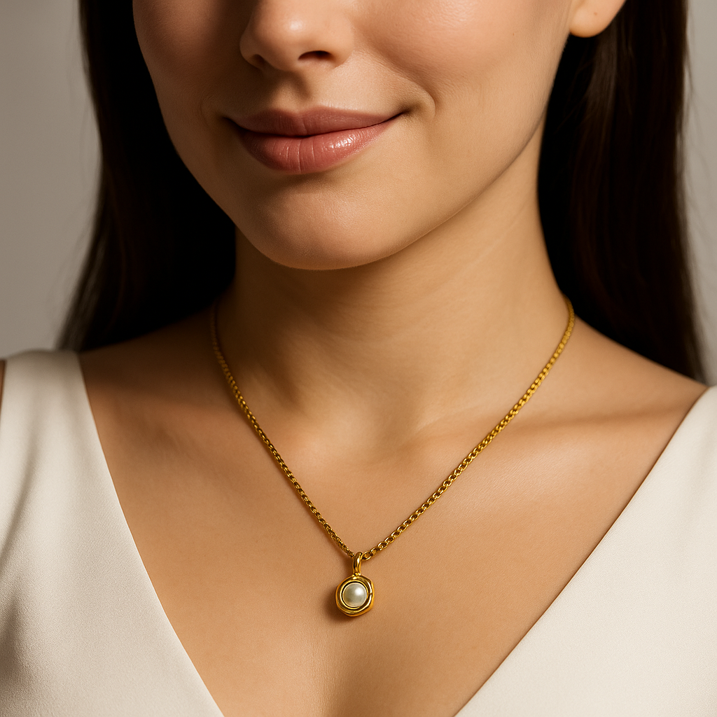 Golden Pearl Nest Pendant Necklace | Anti Tarnish | Stainless Steel