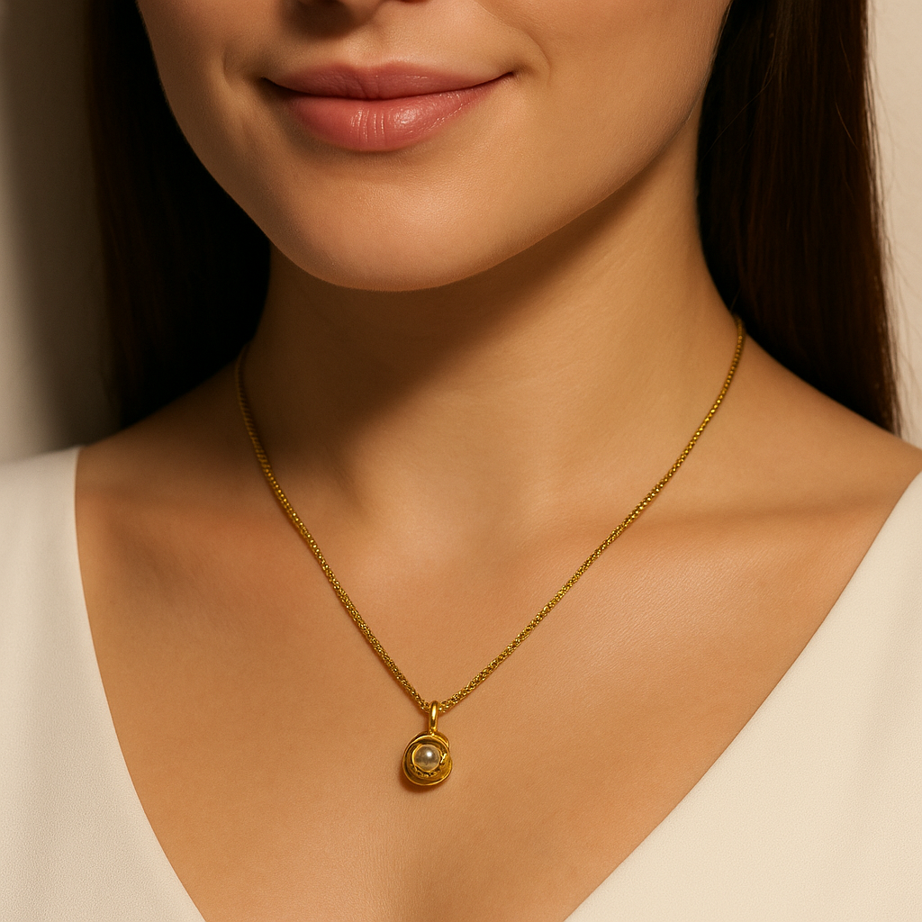 Golden Pearl Nest Pendant Necklace | Anti Tarnish | Stainless Steel