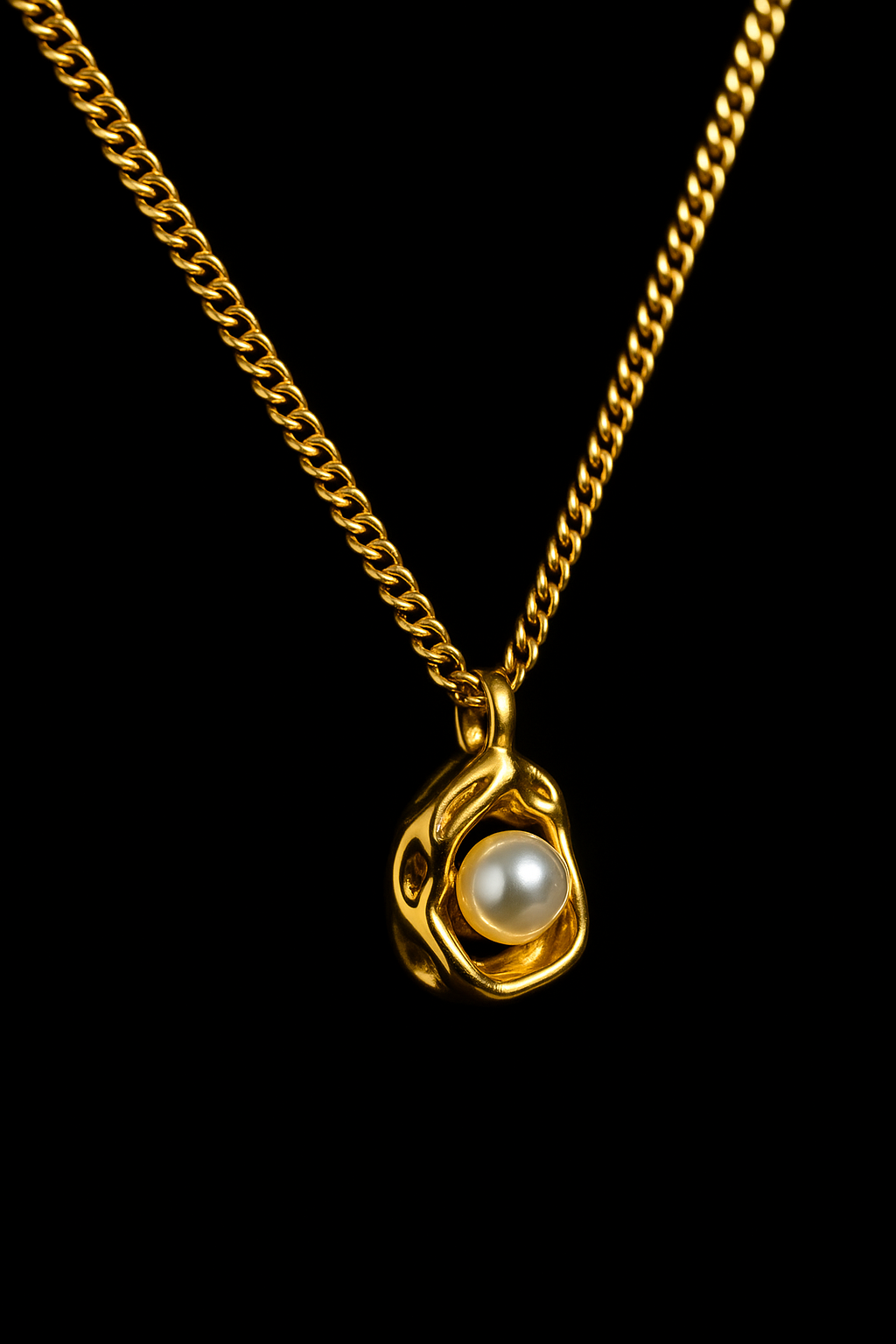 Golden Pearl Nest Pendant Necklace | Anti Tarnish | Stainless Steel