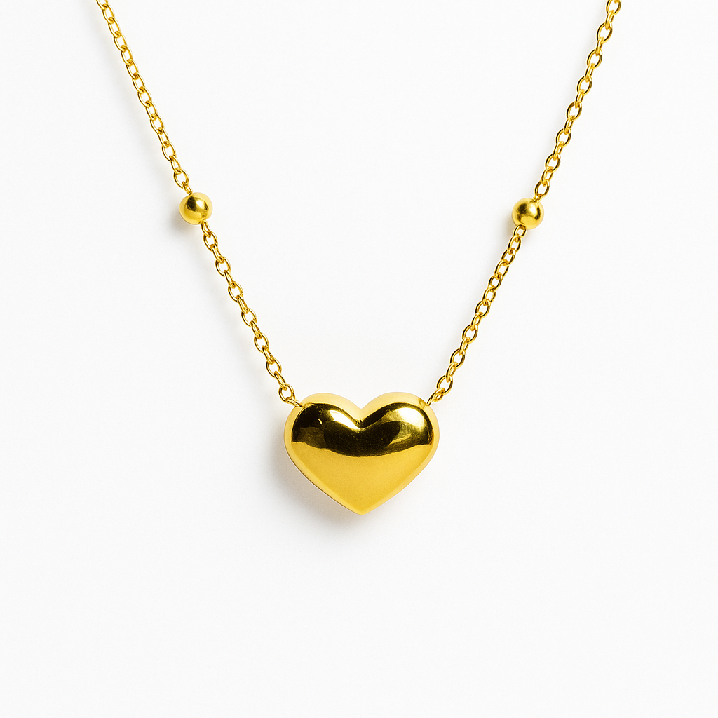 Golden Heart Pendant Necklace | Anti Tarnish | Stainless Steel