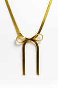 Golden Bow Ribbon Necklace | Anti Tarnish | Stainless Steel