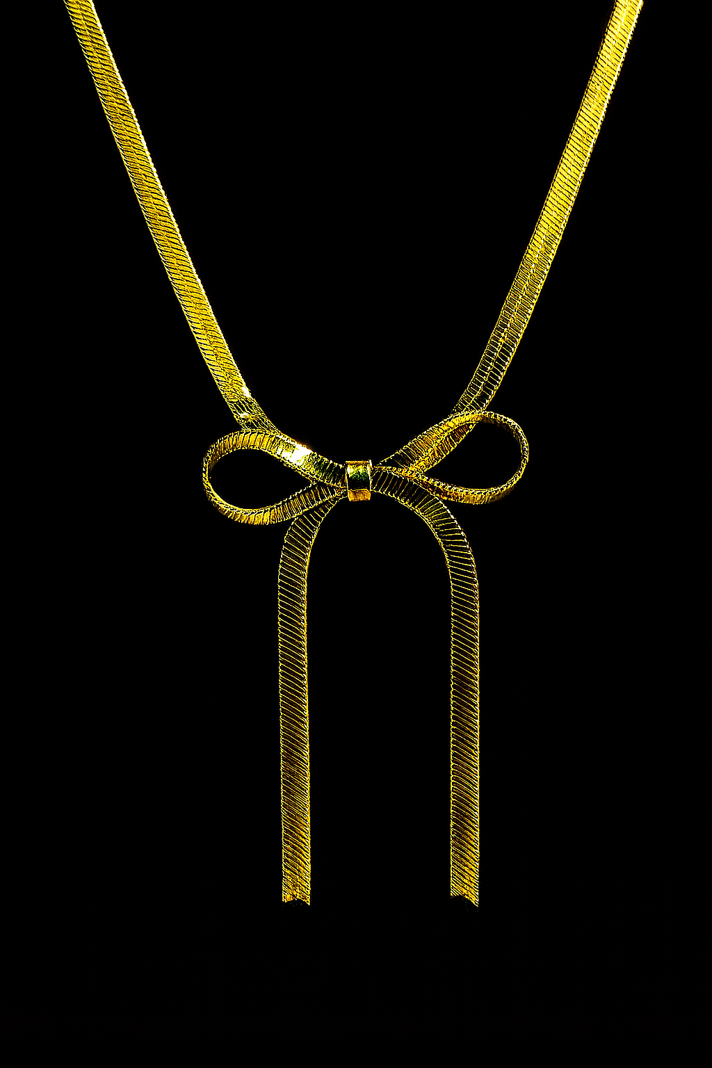 Golden Bow Ribbon Necklace | Anti Tarnish | Stainless Steel