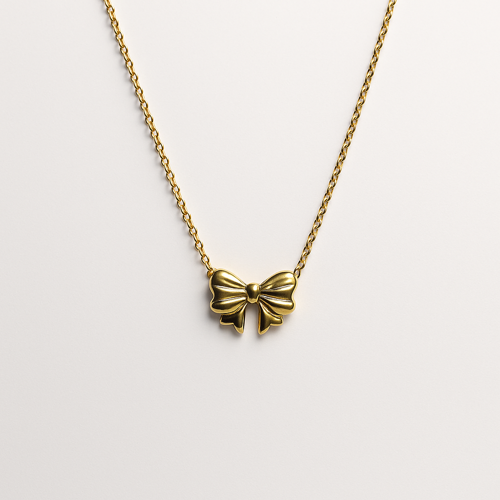 Golden Bow Pendant Necklace | Anti Tarnish | Stainless Steel