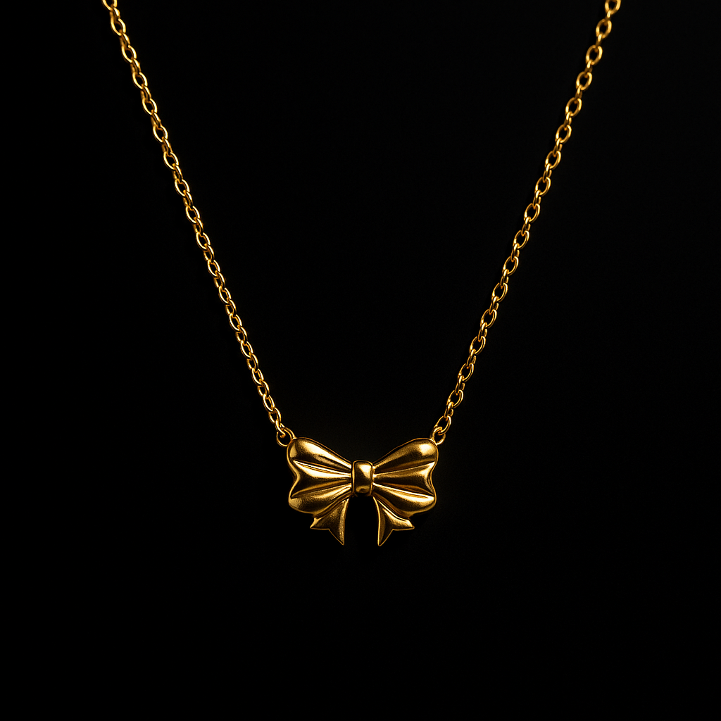 Golden Bow Pendant Necklace | Anti Tarnish | Stainless Steel