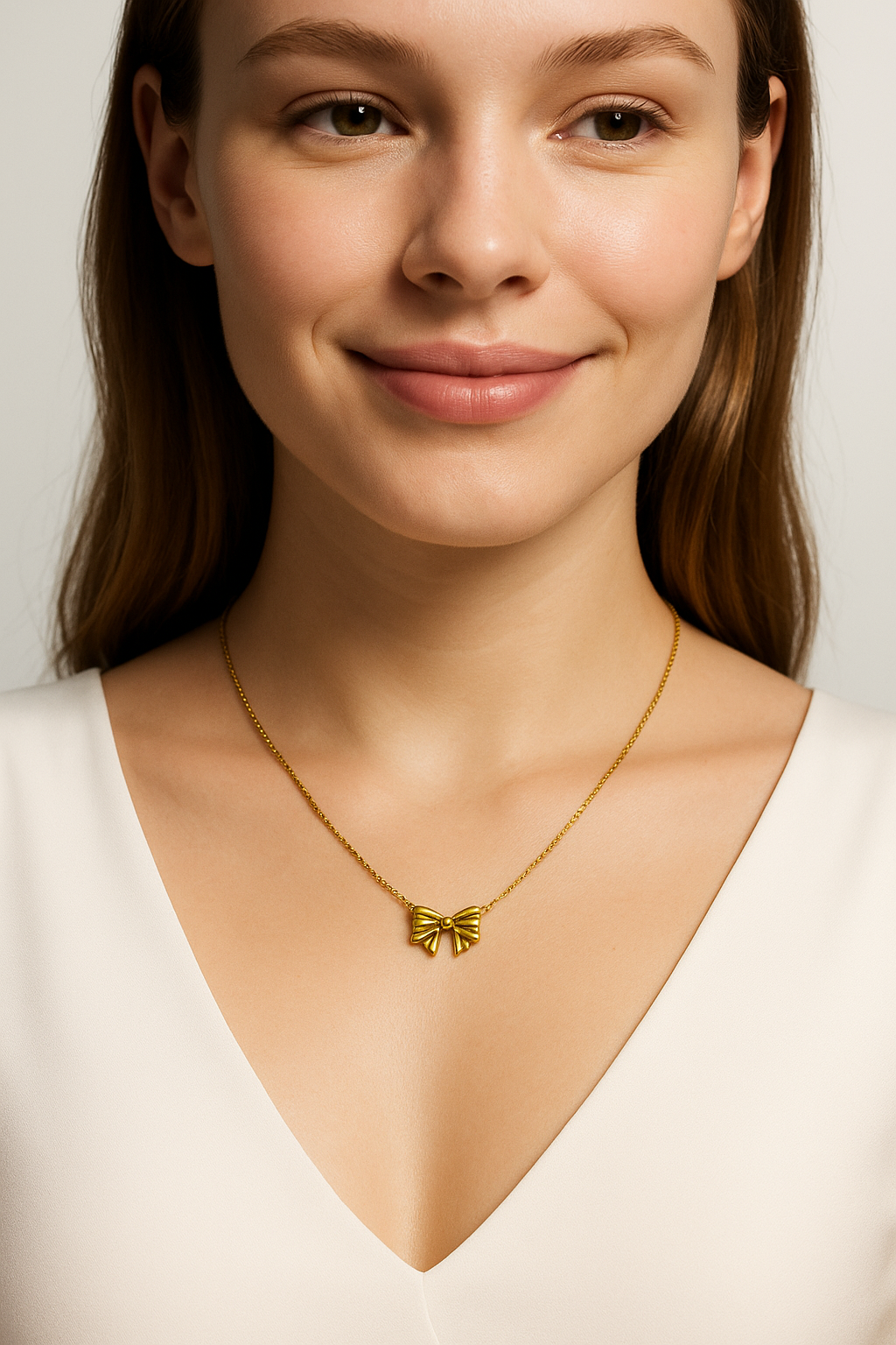 Golden Bow Pendant Necklace | Anti Tarnish | Stainless Steel