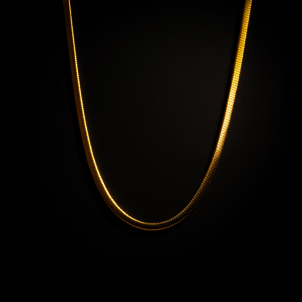 Golden Flat Snake Chain Necklace | Anti Tarnish | Stainless Steel
