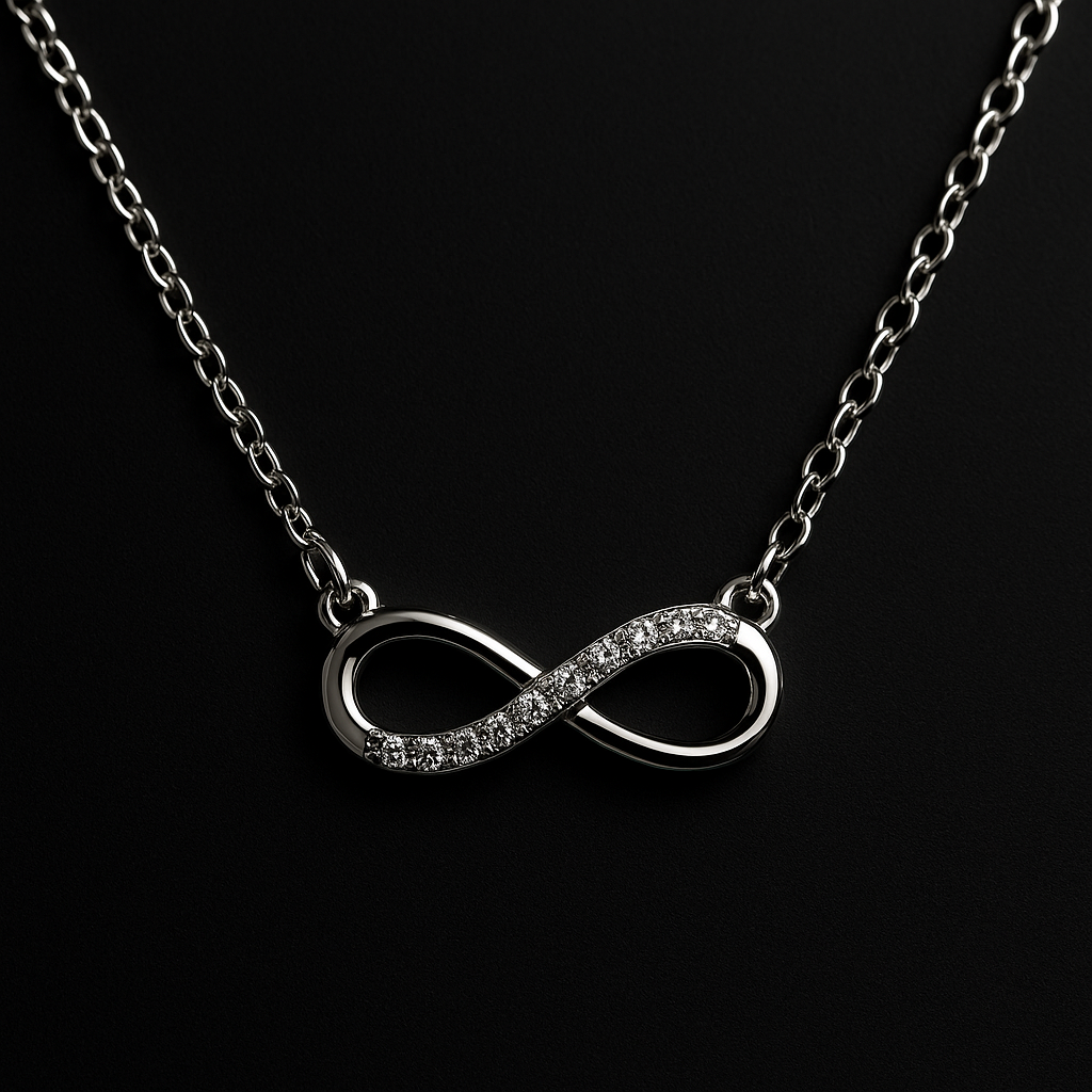 Elegant Infinity Pendant Necklace with Crystals | Korean Designer Jewellery l