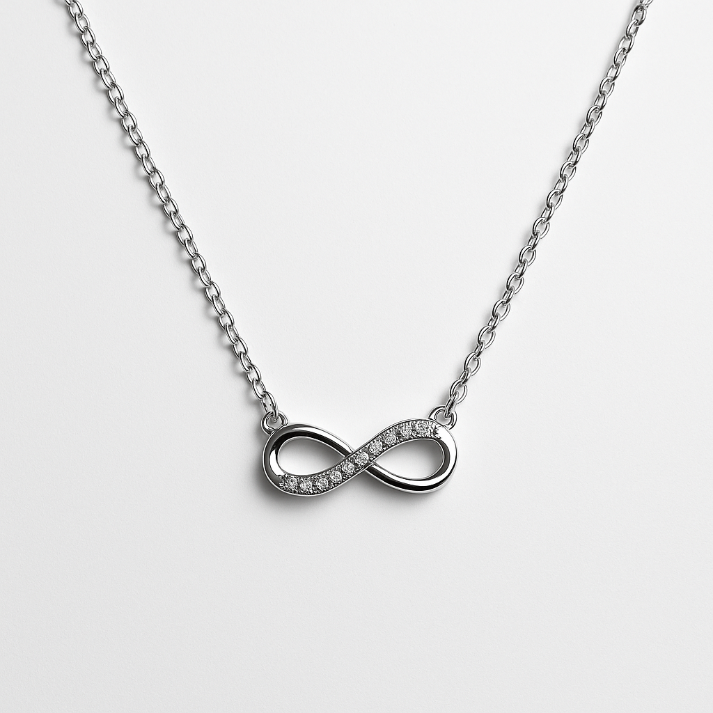 Elegant Infinity Pendant Necklace with Crystals | Korean Designer Jewellery l
