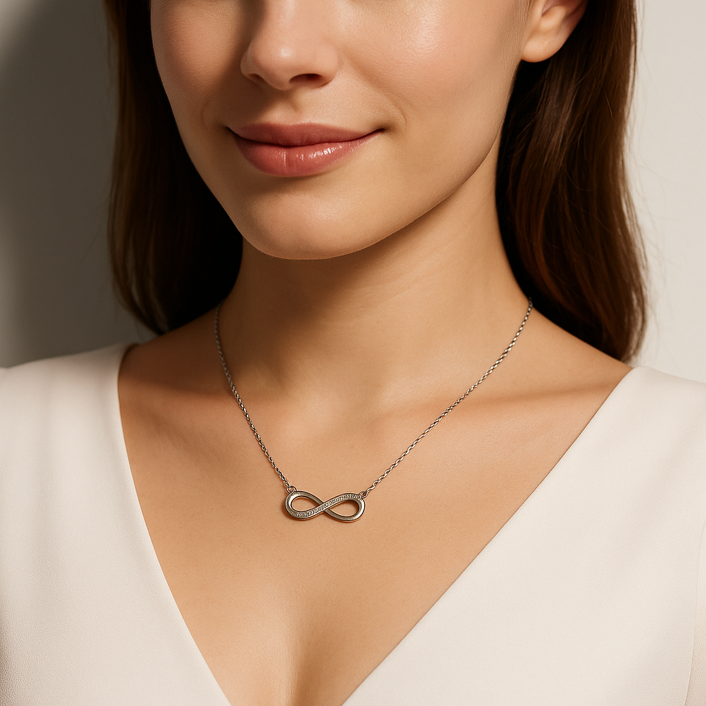 Elegant Infinity Pendant Necklace with Crystals | Korean Designer Jewellery l