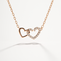 Rose Gold Interlocking Double Heart Necklace with Crystals | Korean Designer Jewellery l