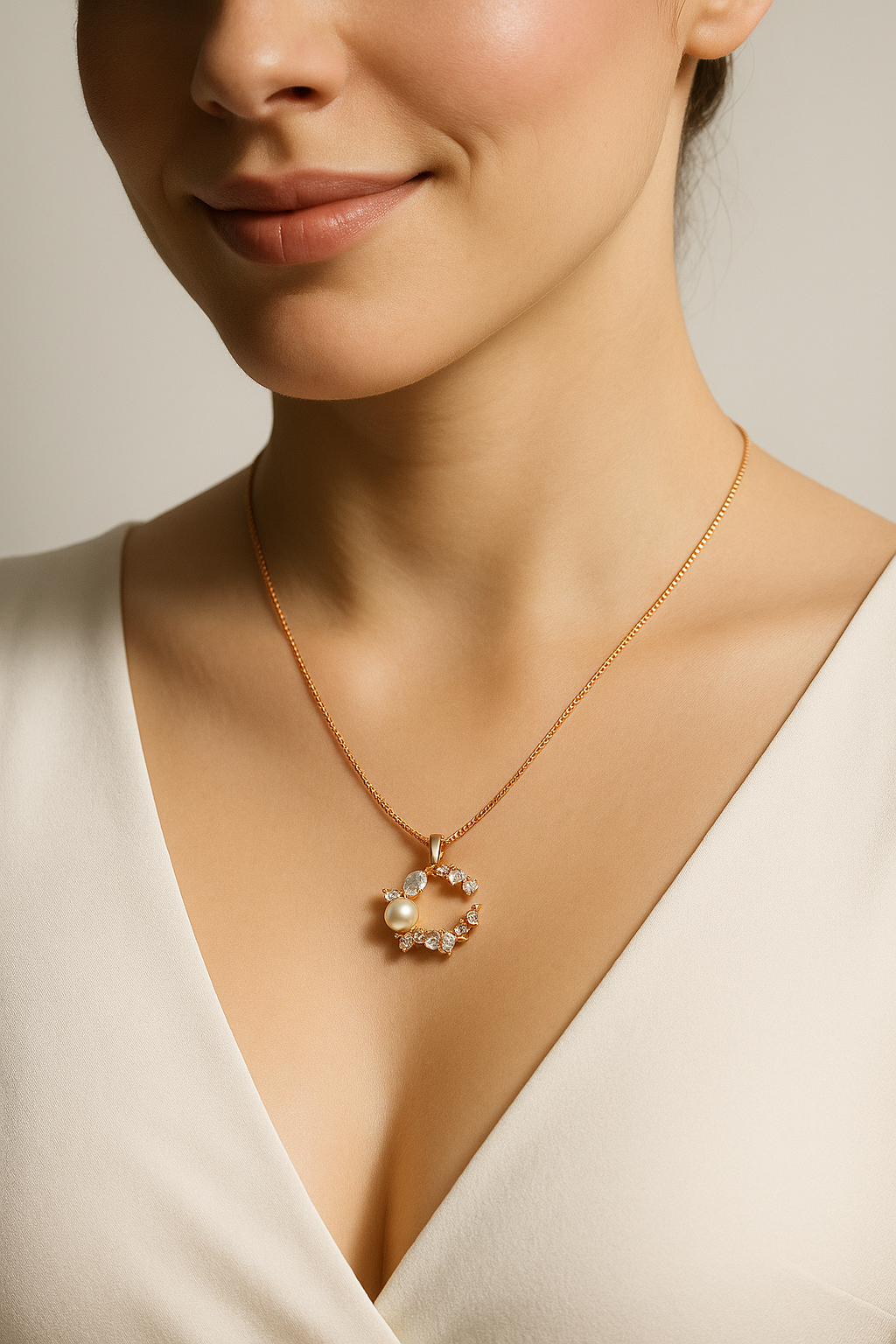 Luxury Pearl & Crystal Floral Wreath Necklace | Korean Designer Jewellery l