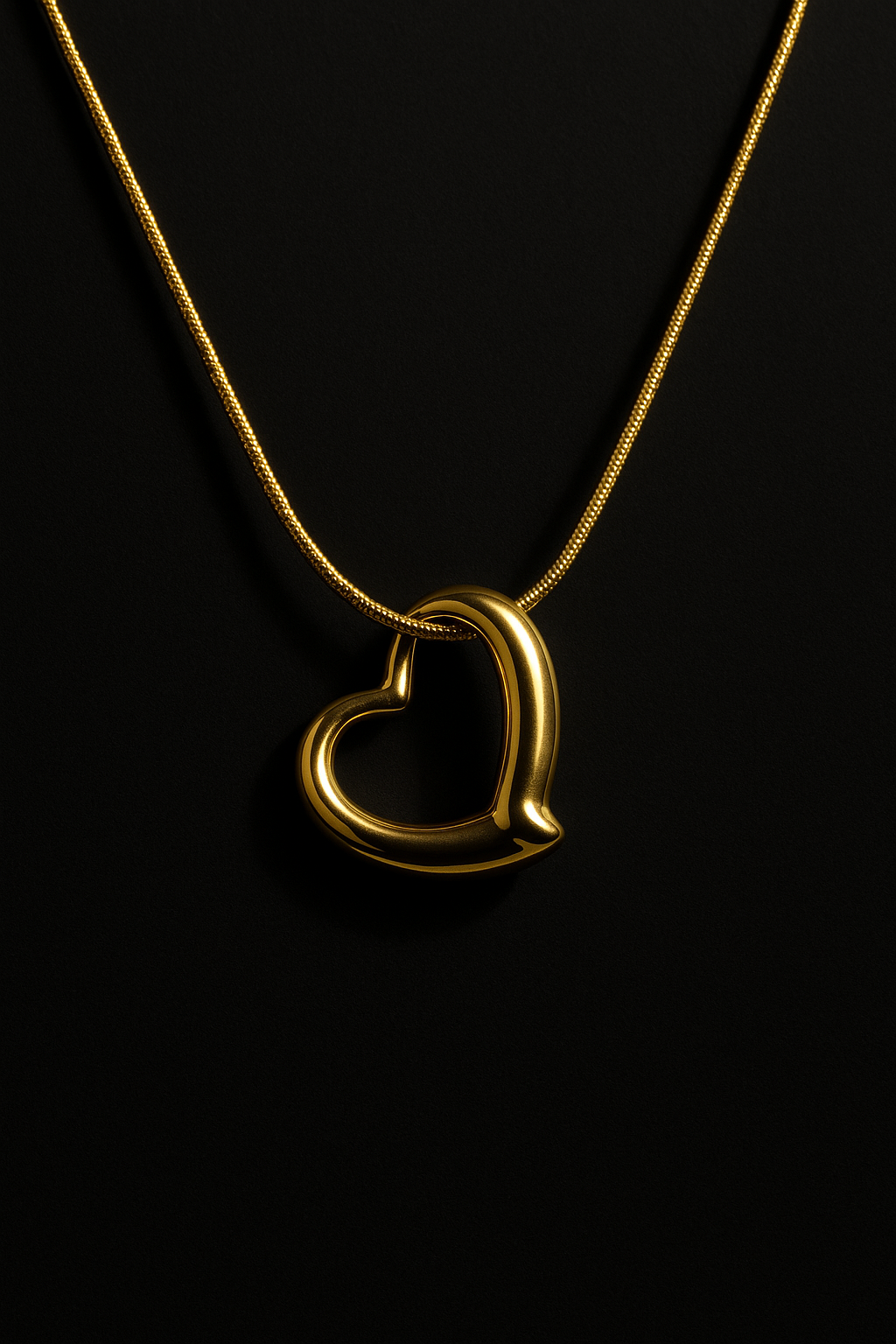 Golden Open Heart Pendant Necklace | Anti Tarnish | Stainless Steel