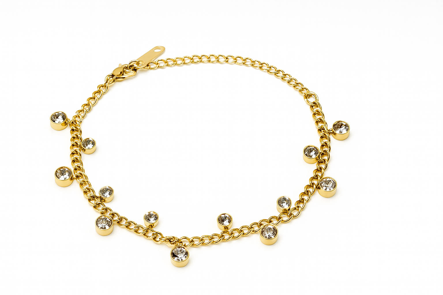 Golden Crystal Drop Bracelet | Anti Tarnish | Stainless Steel