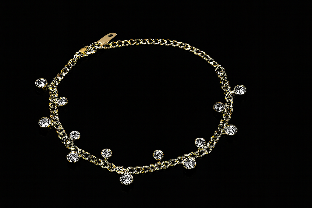 Golden Crystal Drop Bracelet | Anti Tarnish | Stainless Steel