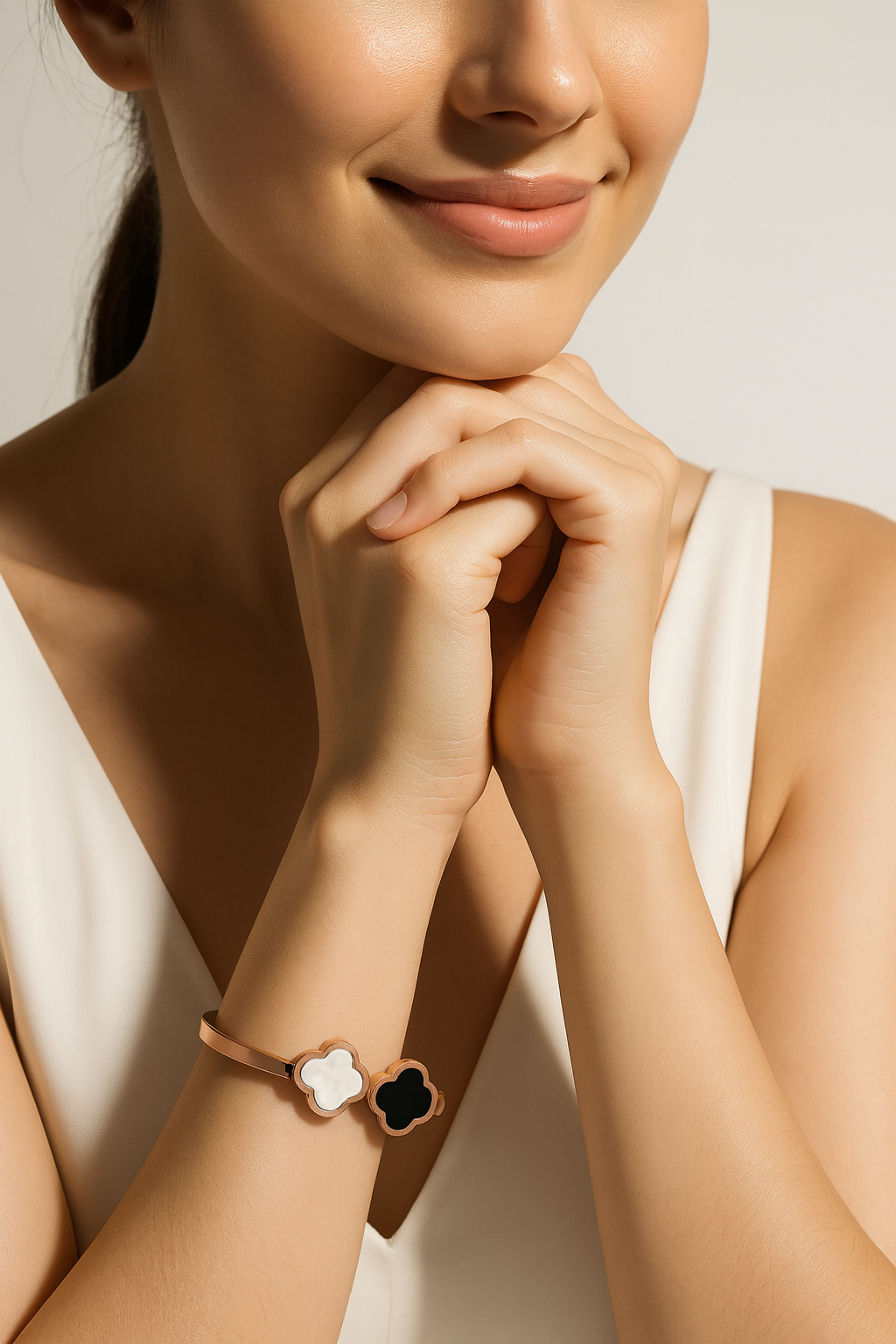 Dual Clover Rose Gold Bangle | Anti Tarnish | Stainless Steel