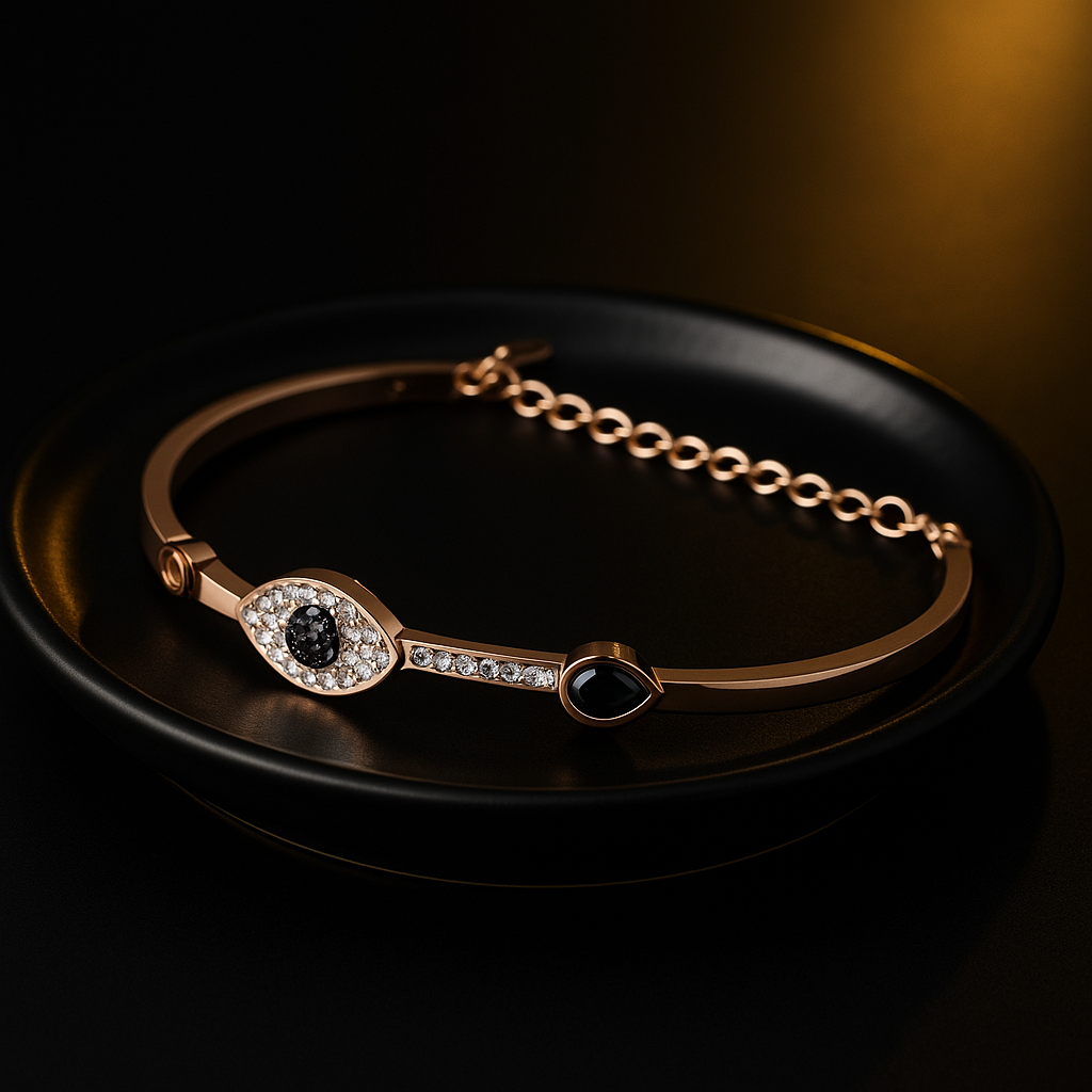 Rose Gold Evil Eye Charm Bracelet | Anti Tarnish | Stainless Steel